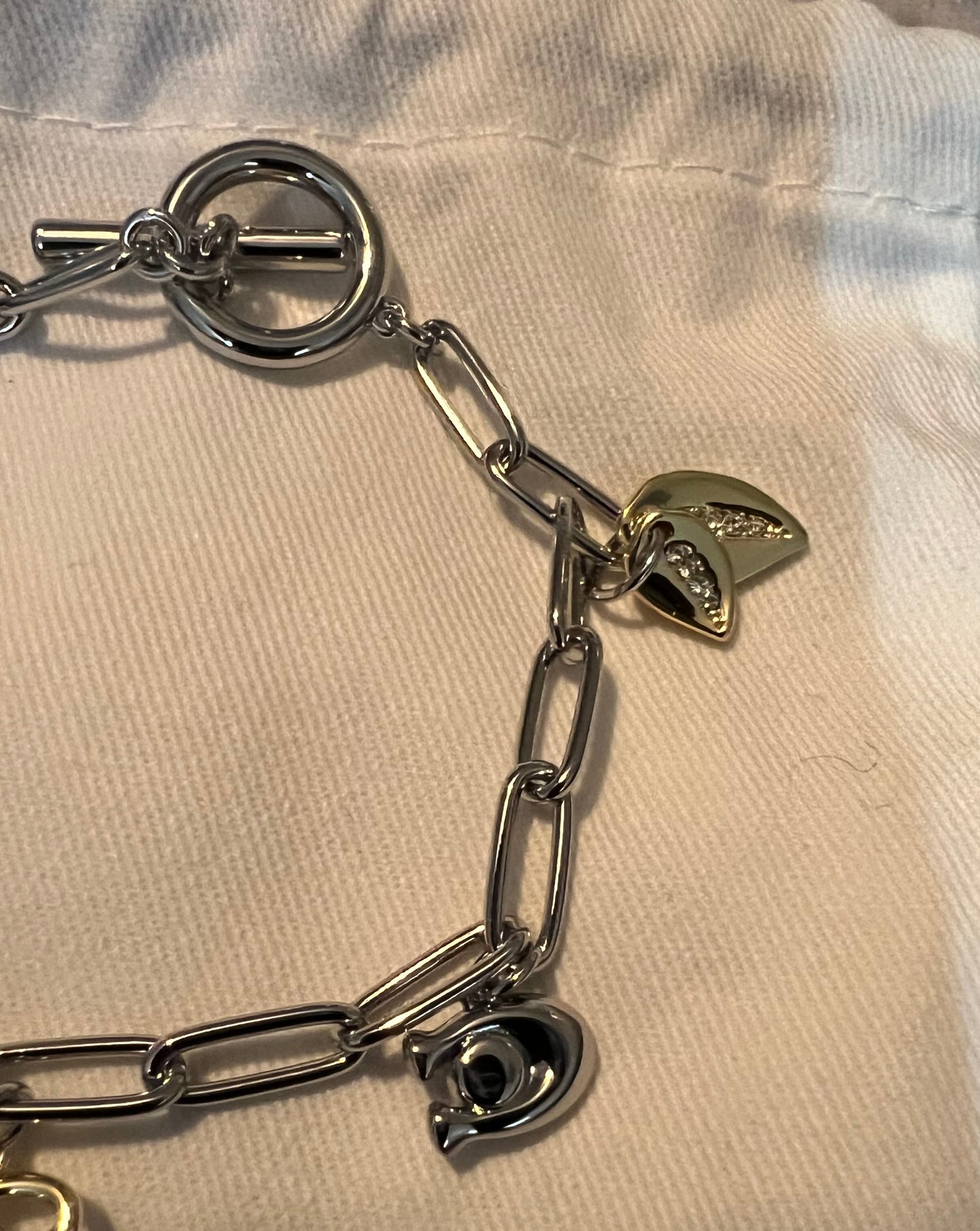 Coach Silver and Gold Link Charm Bracelet