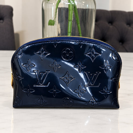 Louis Vuitton Navy Vernis Cosmetic Pouch