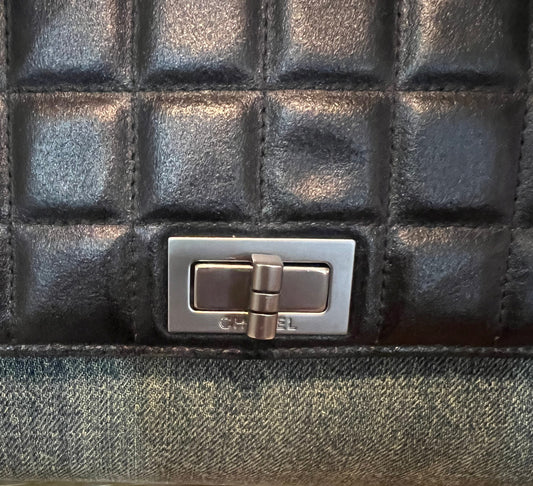 Chanel Denim Chocolate Bar Accordion Flap Bag