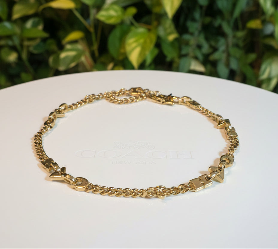 Coach Link Necklace Gold Toned