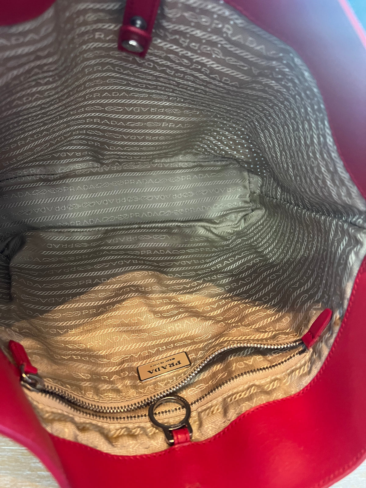 Prada Perforated Red Leather Tote