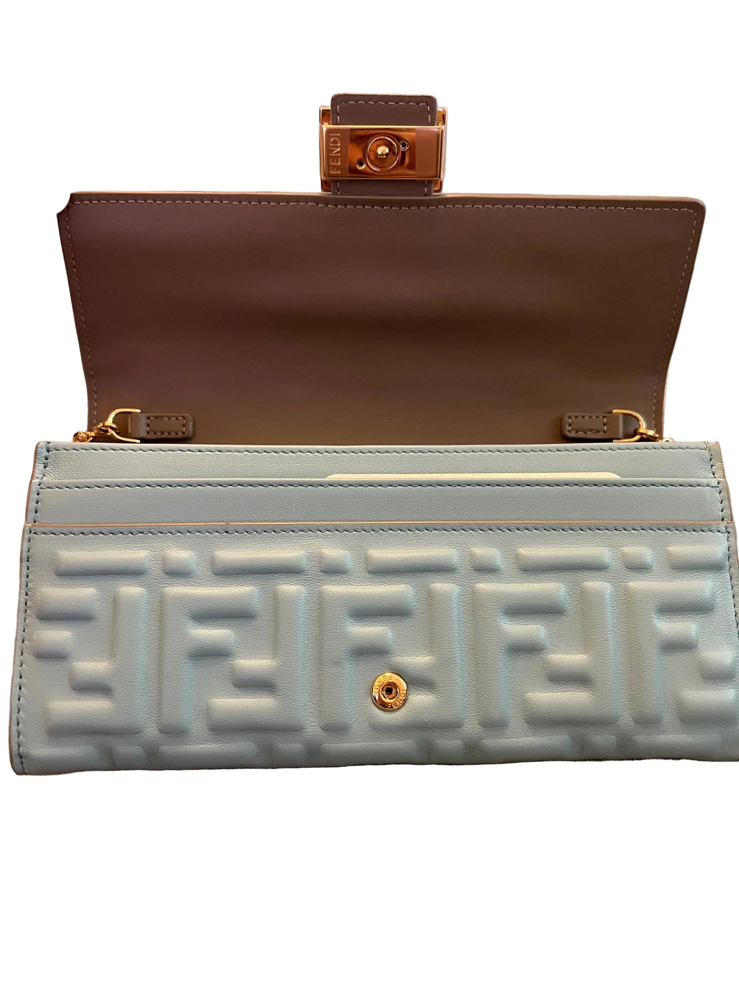Fendi Zucca Embossed Leather Wallet on Chain
