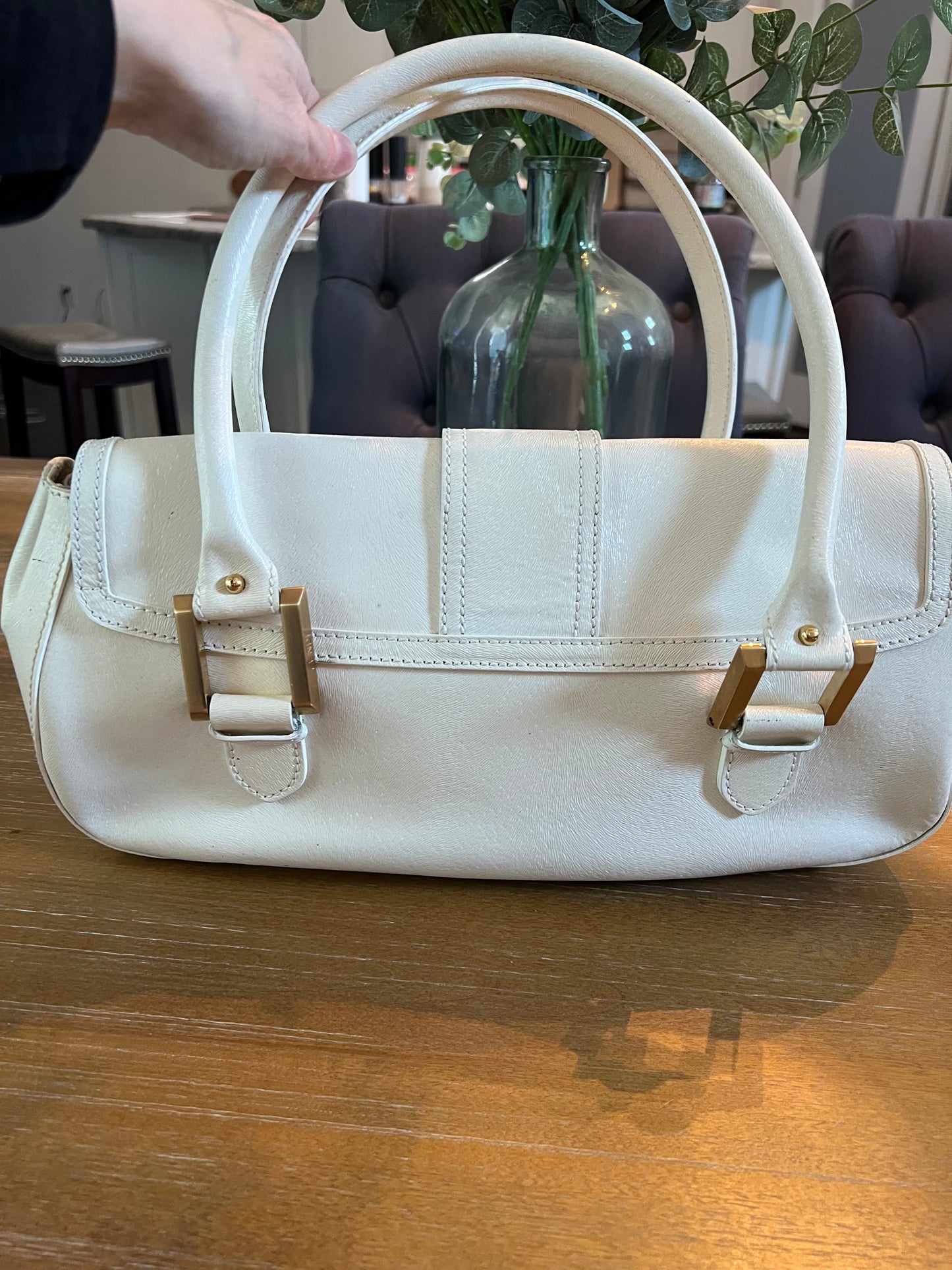 Fendi Leather Vintage Baguette White Satchel