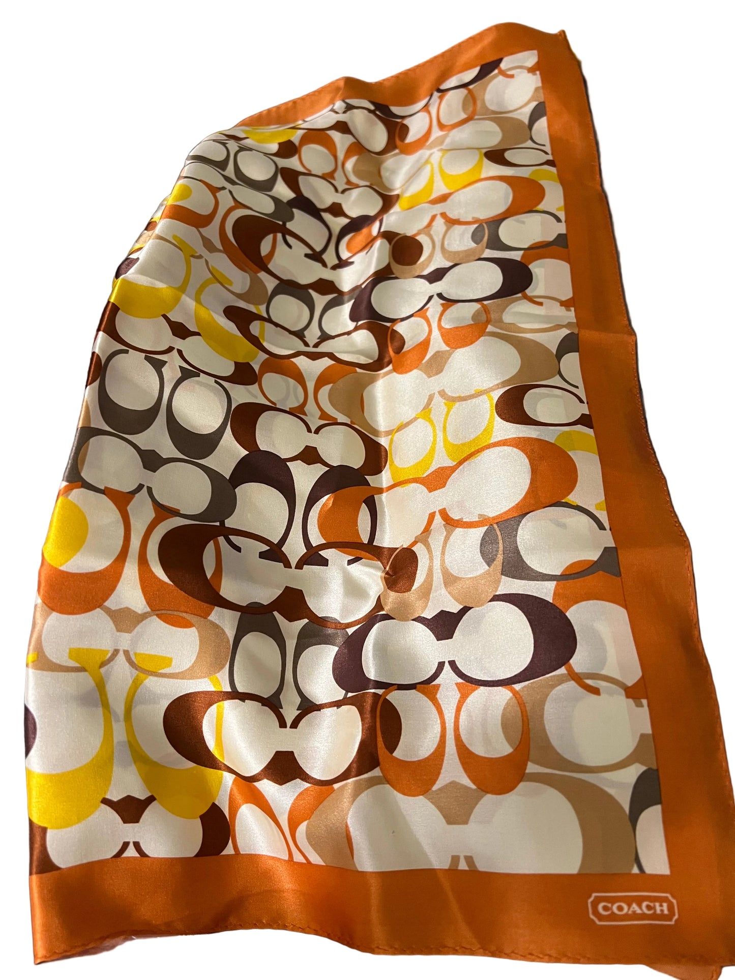 Coach Brown Logo Silk Scarf