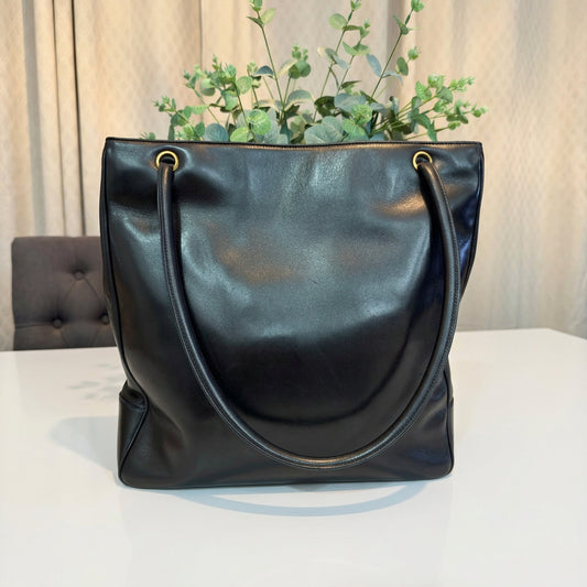 Chanel Black Lambskin Coco Mark Large Leather Tote
