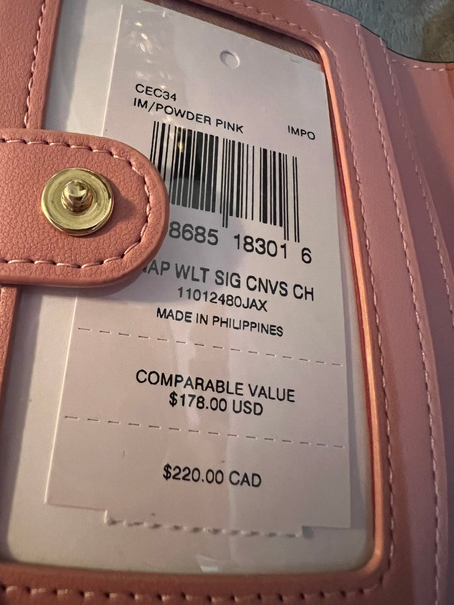 Coach Powder Pink Snap Wallet
