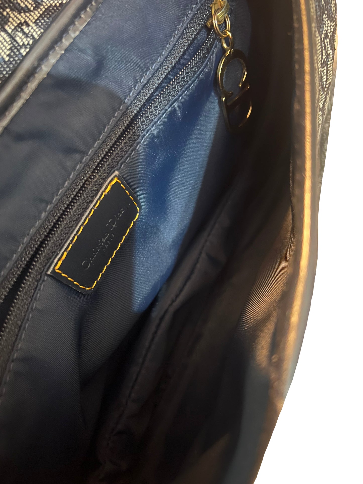 Christian Dior Blue Oblique Canvas Double Saddle Bag