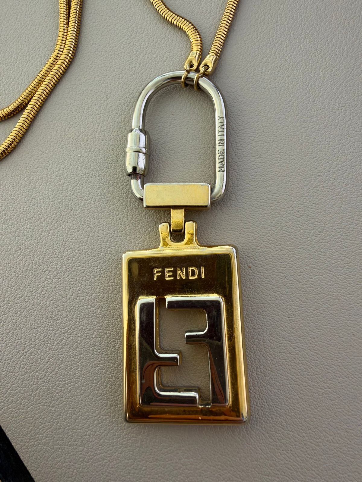 Fendi Two Toned Keychain Pendant/Necklace