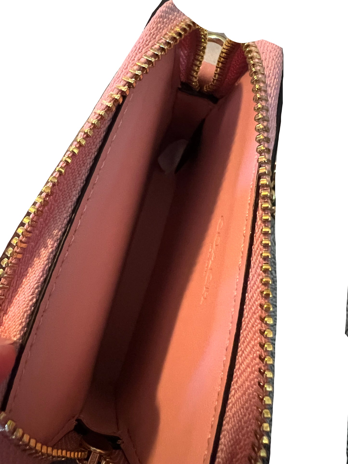 Coach Pink Denim Zip Card Case with Charm