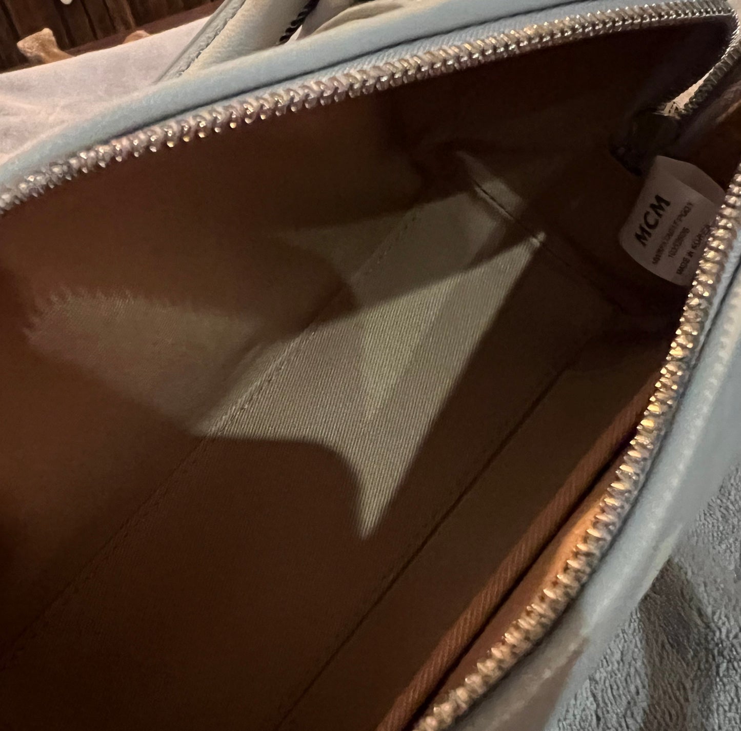 PREVIEW-DROP NEXT TIKTOK LIVE-MCM Visetos Blue Mini Boston Bag