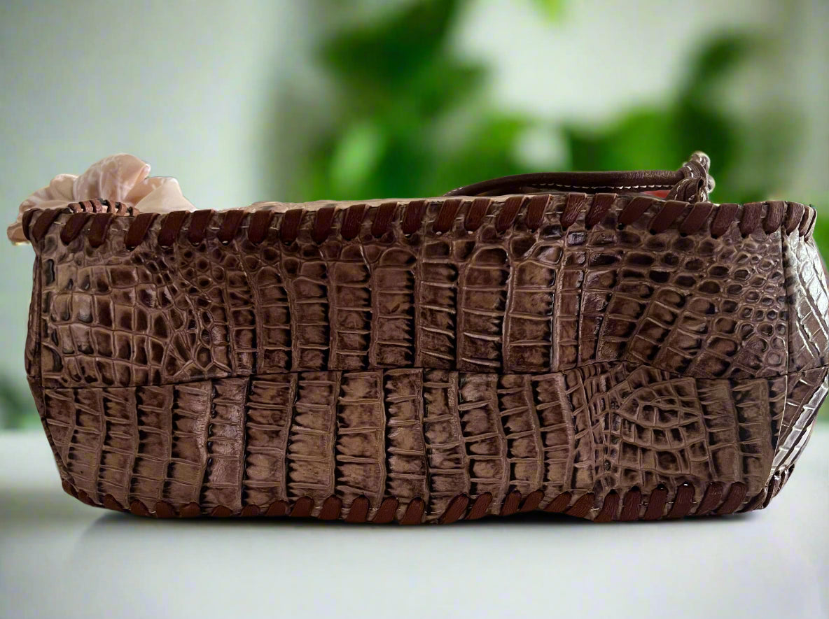 American Darling Croc Embossed Leather Bucket Bag