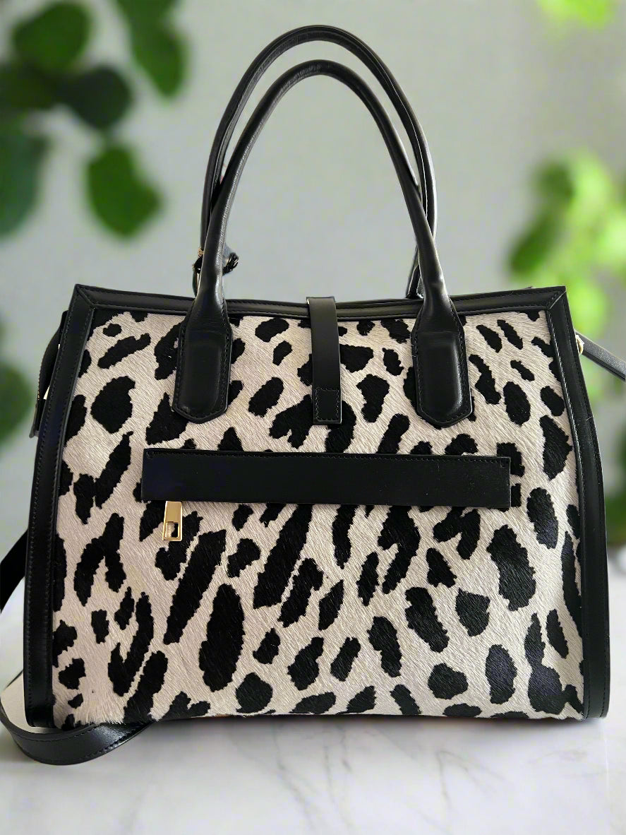 Cavalcanti Leather and Hairon Leopard Tote