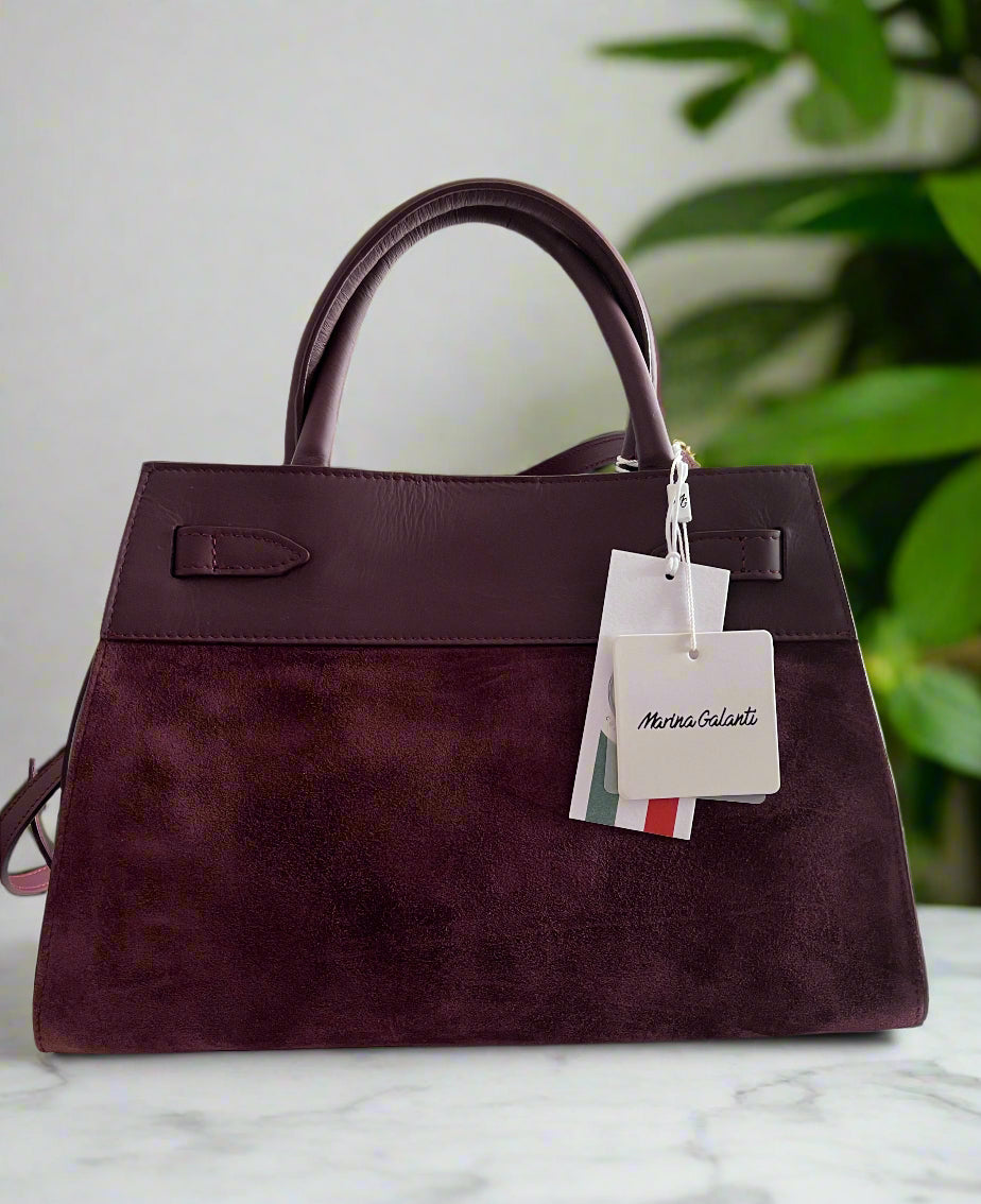 Marina Galanti Burgundy Suede Satchel