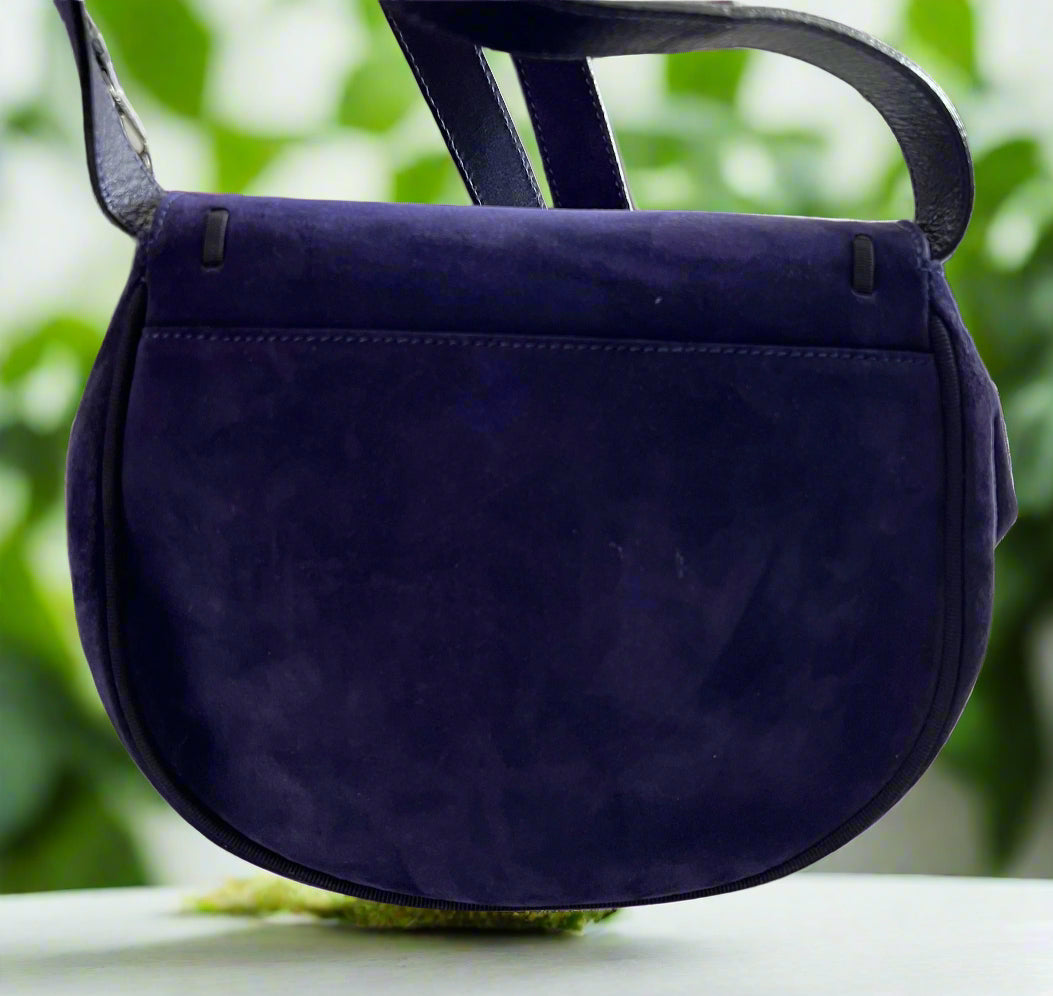 Ferragamo Dark Purple Suede Saddle
