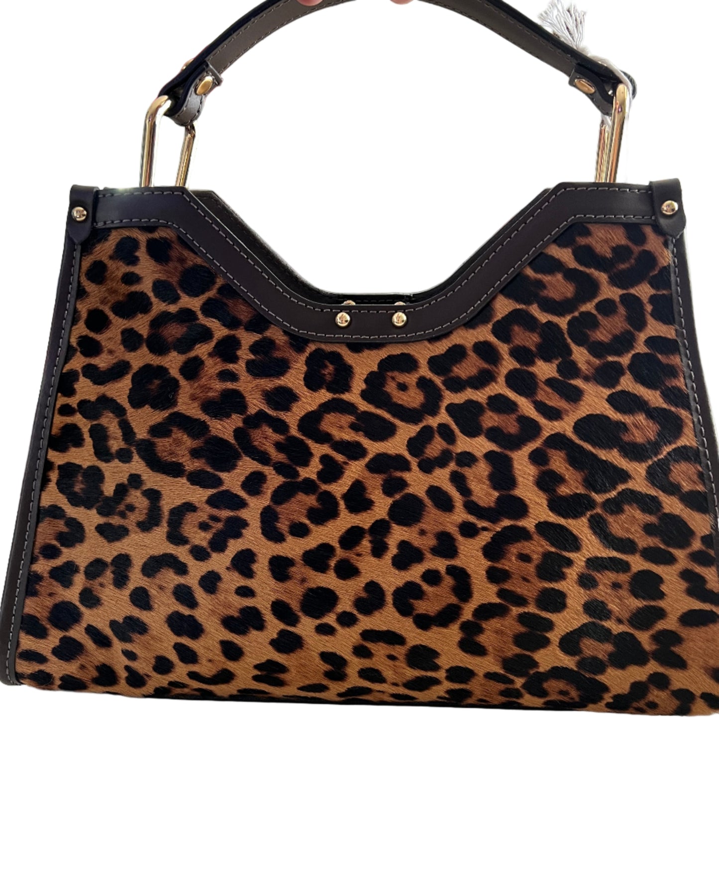 Cheval Leopard Calf Hair Satchel