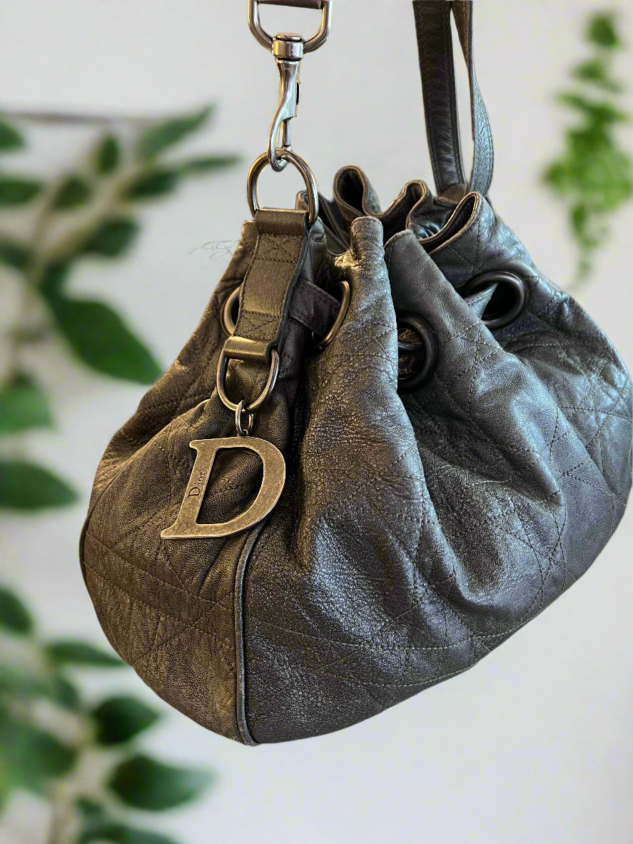 Dior Cannage Drawstring Bucket Bag