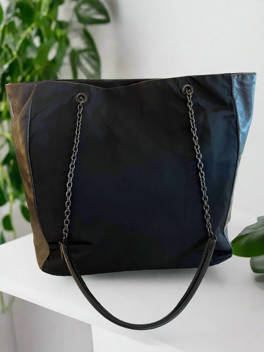 Prada Embellished Roses Nylon Tote