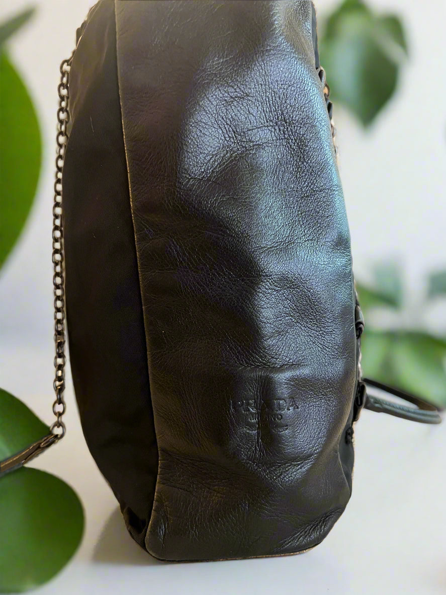 Prada Embellished Roses Nylon Tote
