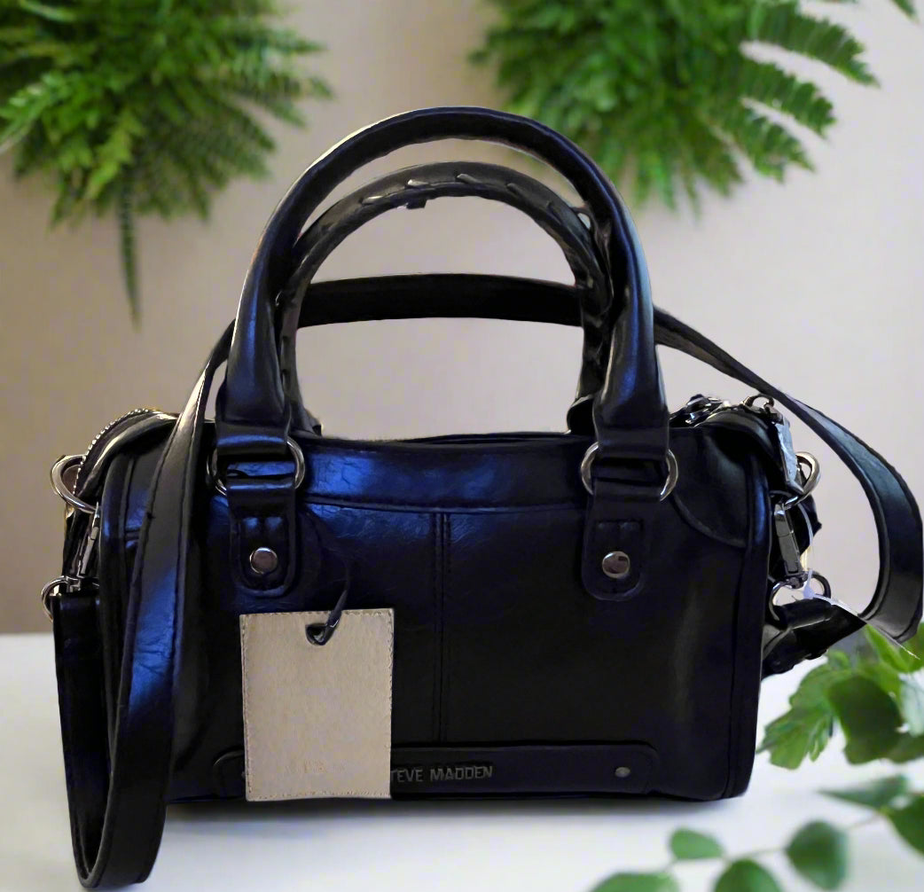 Steve Madden Faux Leather Small Satchel with Charms