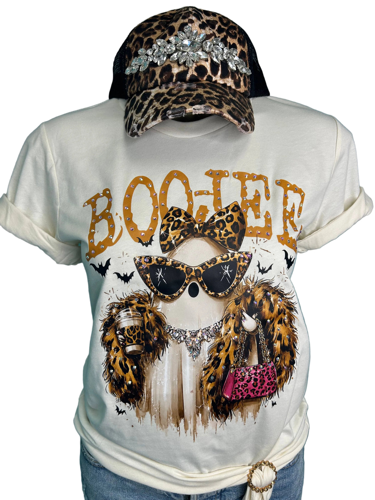 Boo-Jee Ghost Blingy Rhinestone Graphic Tee