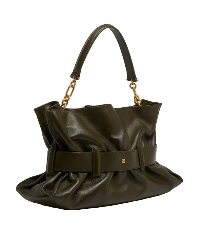 Balmain Medium Leather Anthem Bag - Dark Green