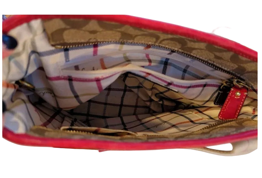 Coach Heritage Signature Jacquard and Pink Leather