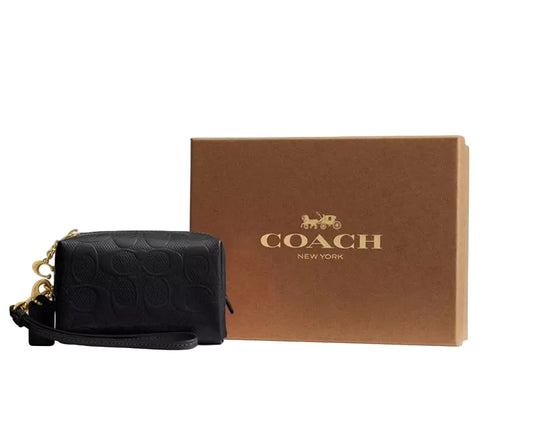 Coach Patent Leather Embossed Pouch in Box