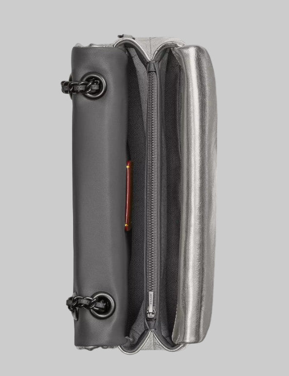 Coach Metallic Quilted Leather Pewter Tabby 26