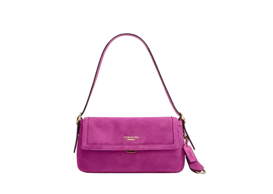 Coach Pink Suede Etta Shoulder Bag
