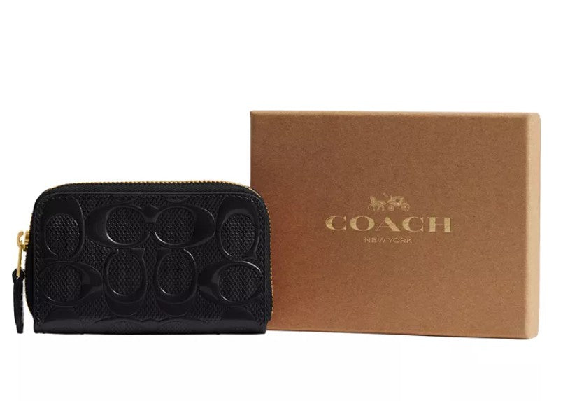 Coach Leather Embossed Zip Wallet in Box
