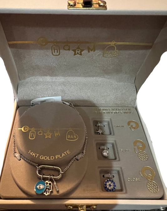 Charm Bar Blue Evil Eye Changeable Bracelet
