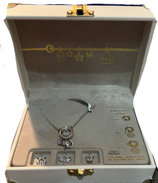 Charm Bar Gold Necklace with Chargeable Charms