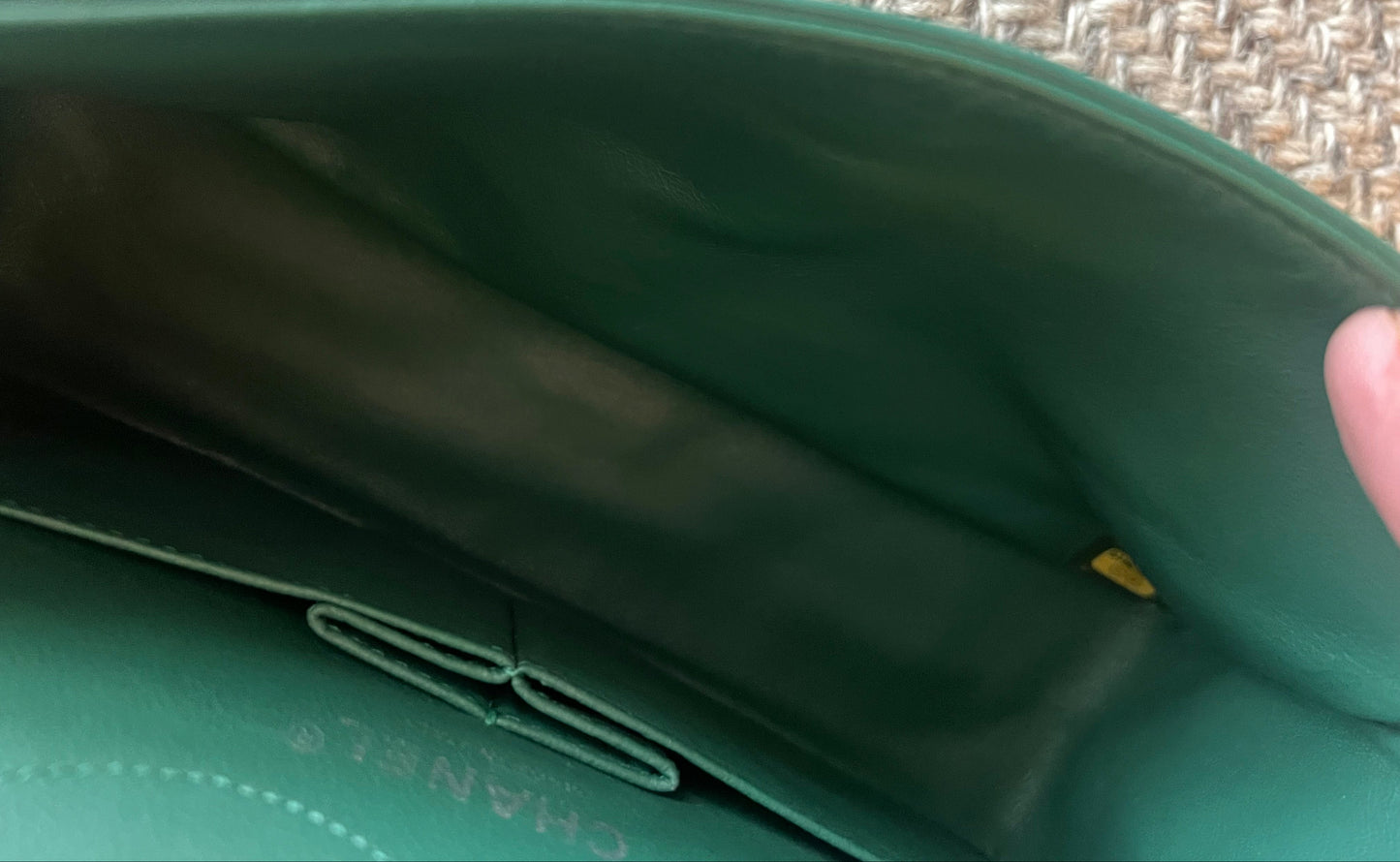 Chanel Distressed Patent Leather Green Double Flap 2.55 Reissue