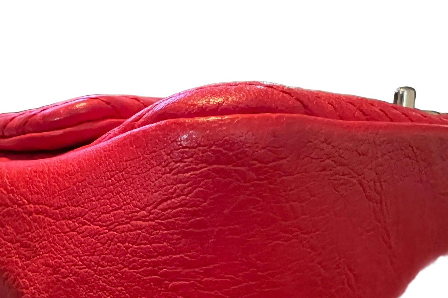 Chanel Red Chervron Crinkled Calfskin Flap Bag