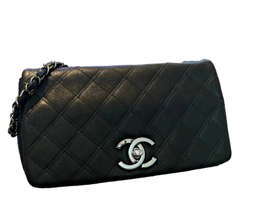 Chanel Calfskin Bi Color Single Flap Bag