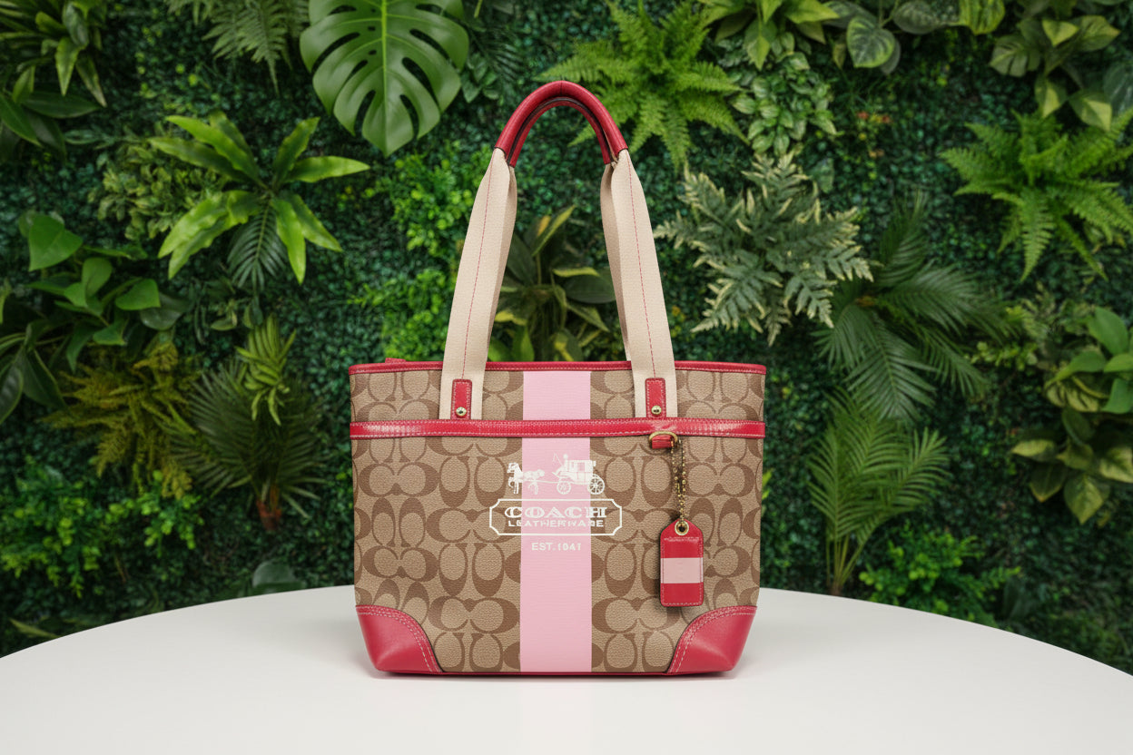 Coach Heritage Pink Stripe Tote