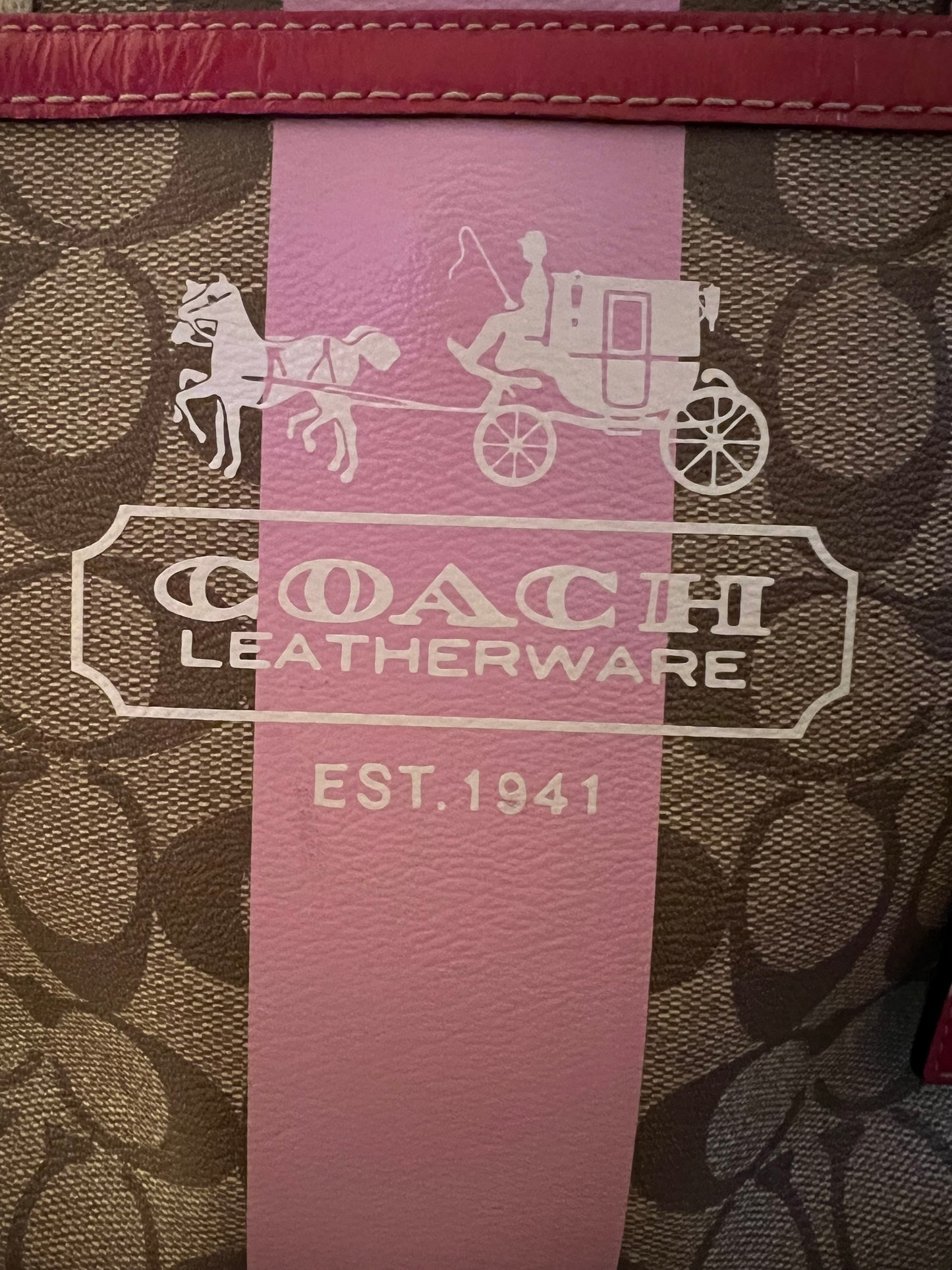 Coach Heritage Pink Stripe Tote