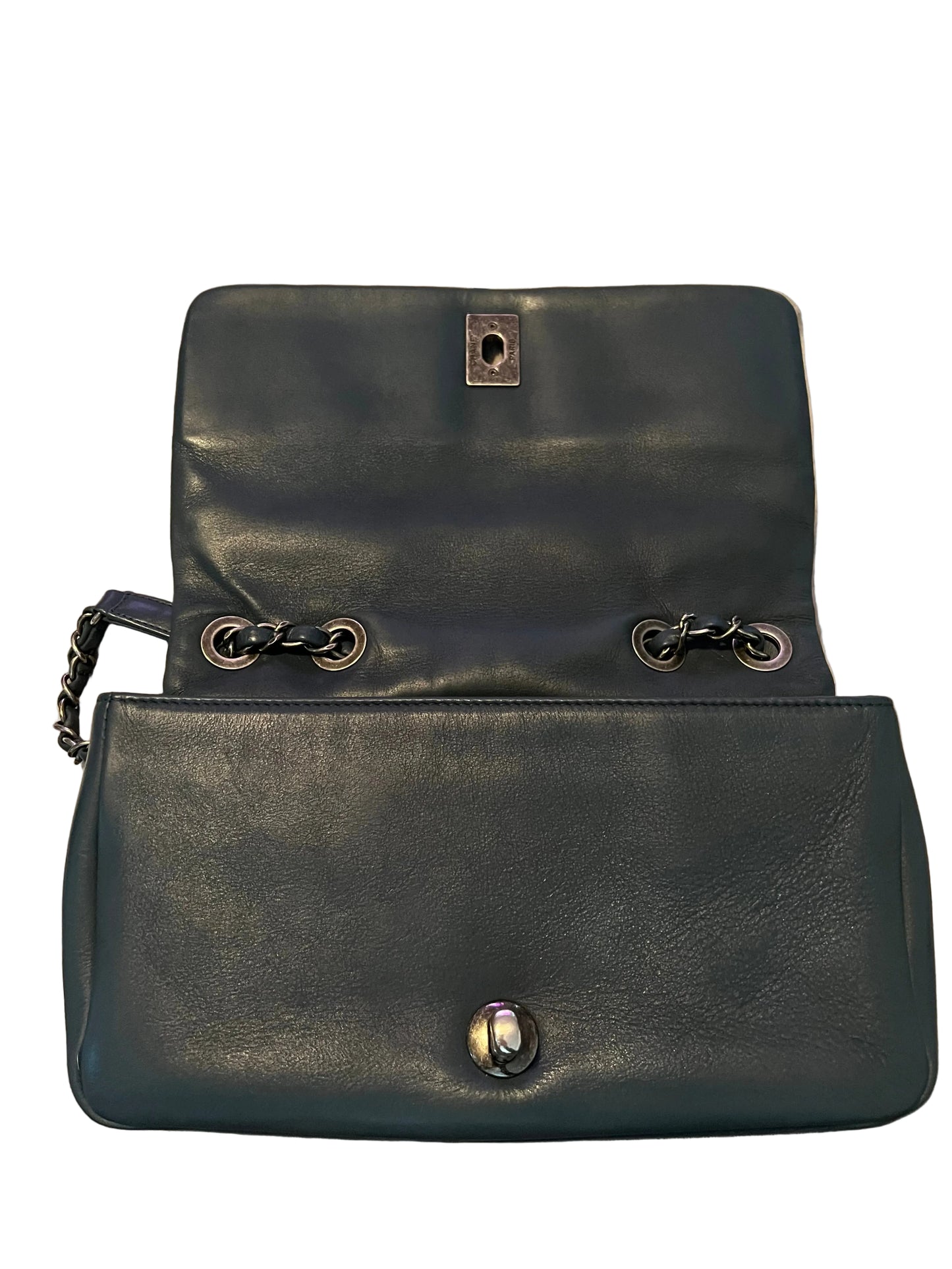 Chanel Calfskin Bi Color Single Flap Bag