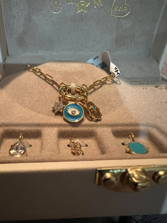 Charm Bar Gold Eye Charm Necklace