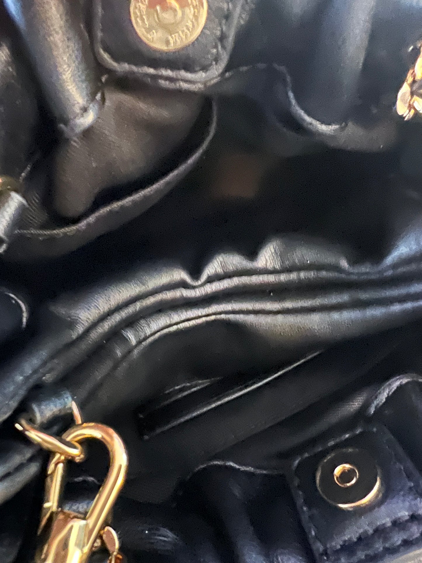 Karl Lagerfeld Black Quilted Leather Bucket Bag