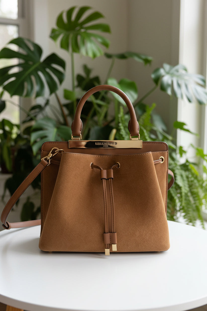 Karl Lagerfeld Suede and Leather Satchel