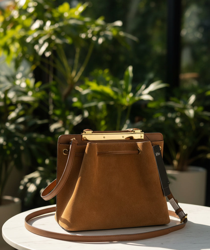 Karl Lagerfeld Suede and Leather Satchel