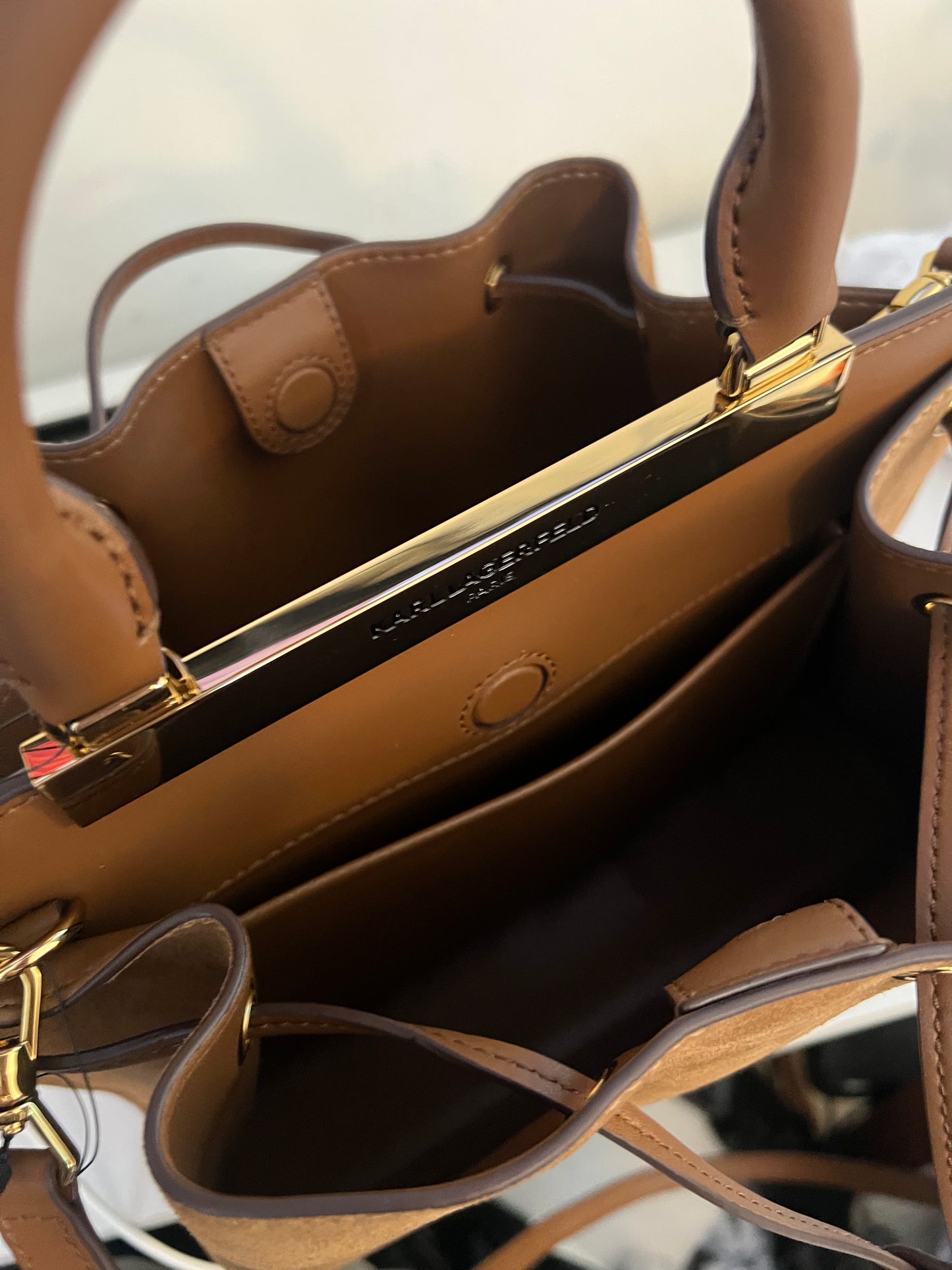 Karl Lagerfeld Suede and Leather Satchel
