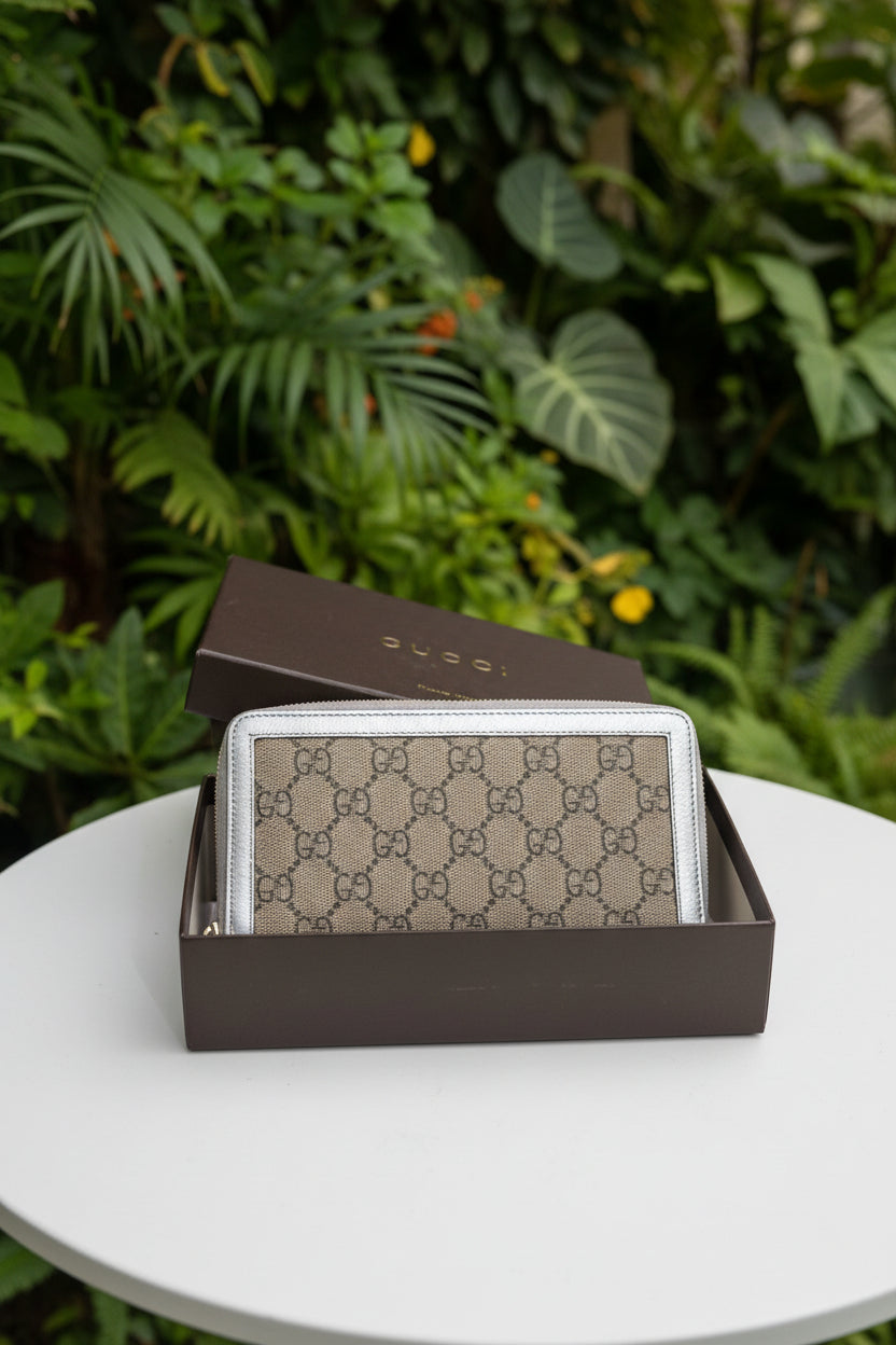 Gucci Metallic Bamboo Zip Wallet