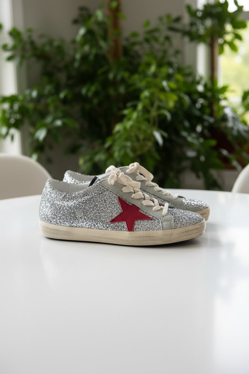 Golden Goose Glitter Slip On Sneakers