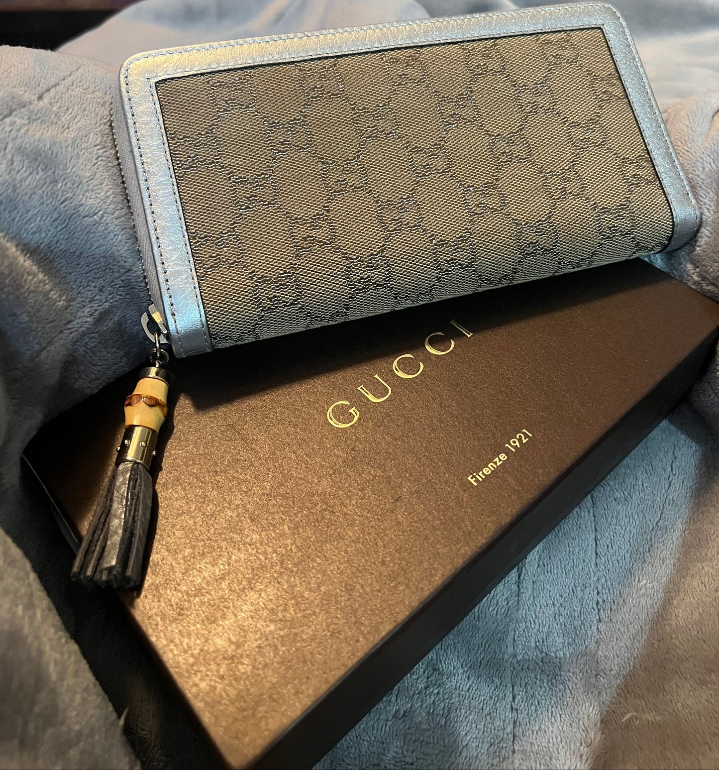 Gucci Metallic Bamboo Zip Wallet
