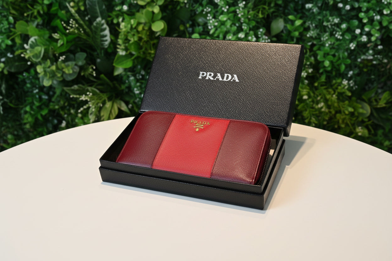 Prada Saffiano Leather Zip Wallet