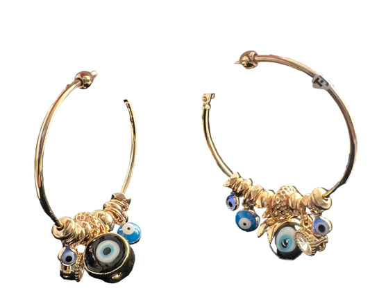 Rush Multicolor Dangly Charm Eye Earrings