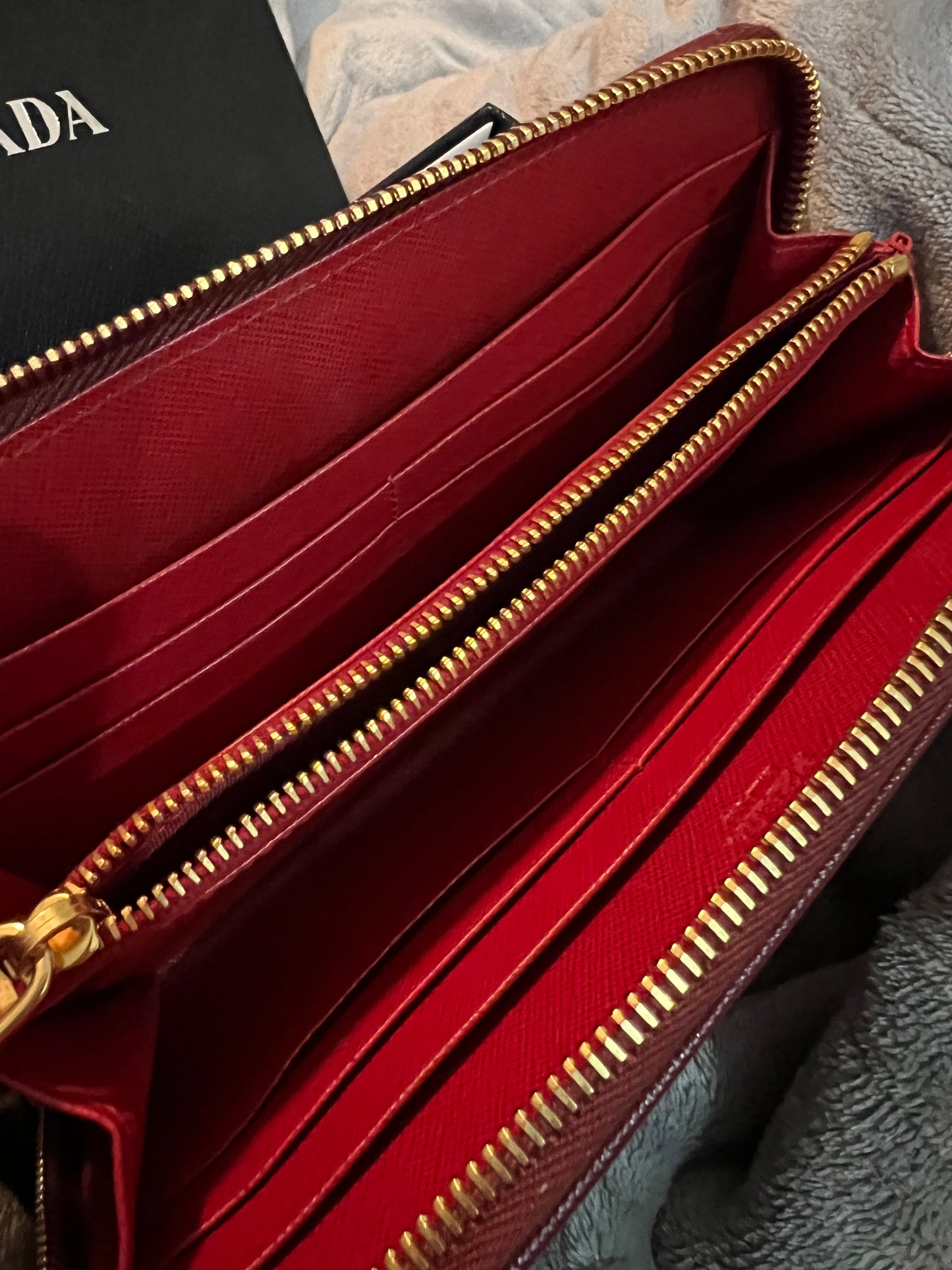 Prada Saffiano Leather Zip Wallet