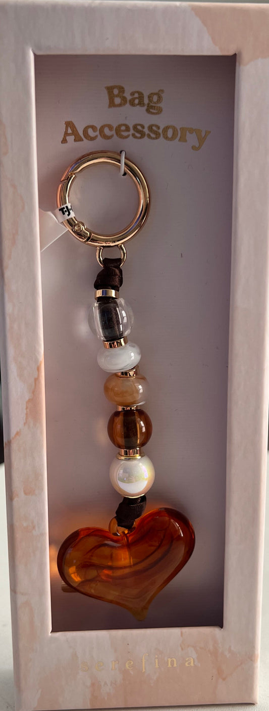 Amber Colored Heart Bag Charm
